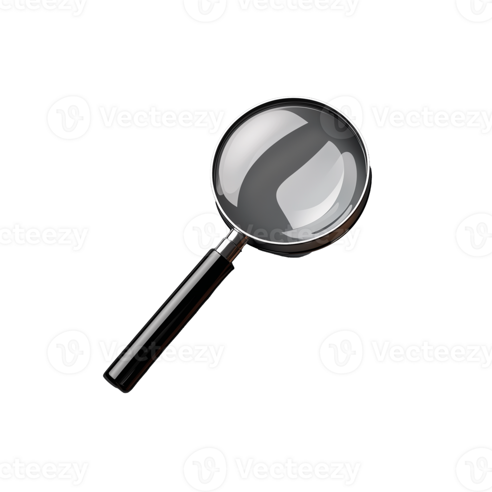 Simple silver magnifying glass on transparent background png
