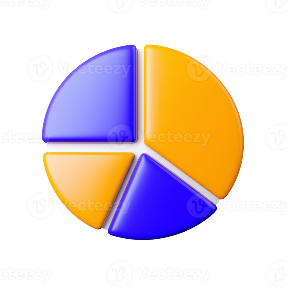 Pie chart icon with yellow and blue segments on transparent background png