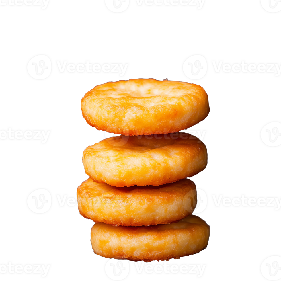 Stack of round crispy crackers on transparent background png