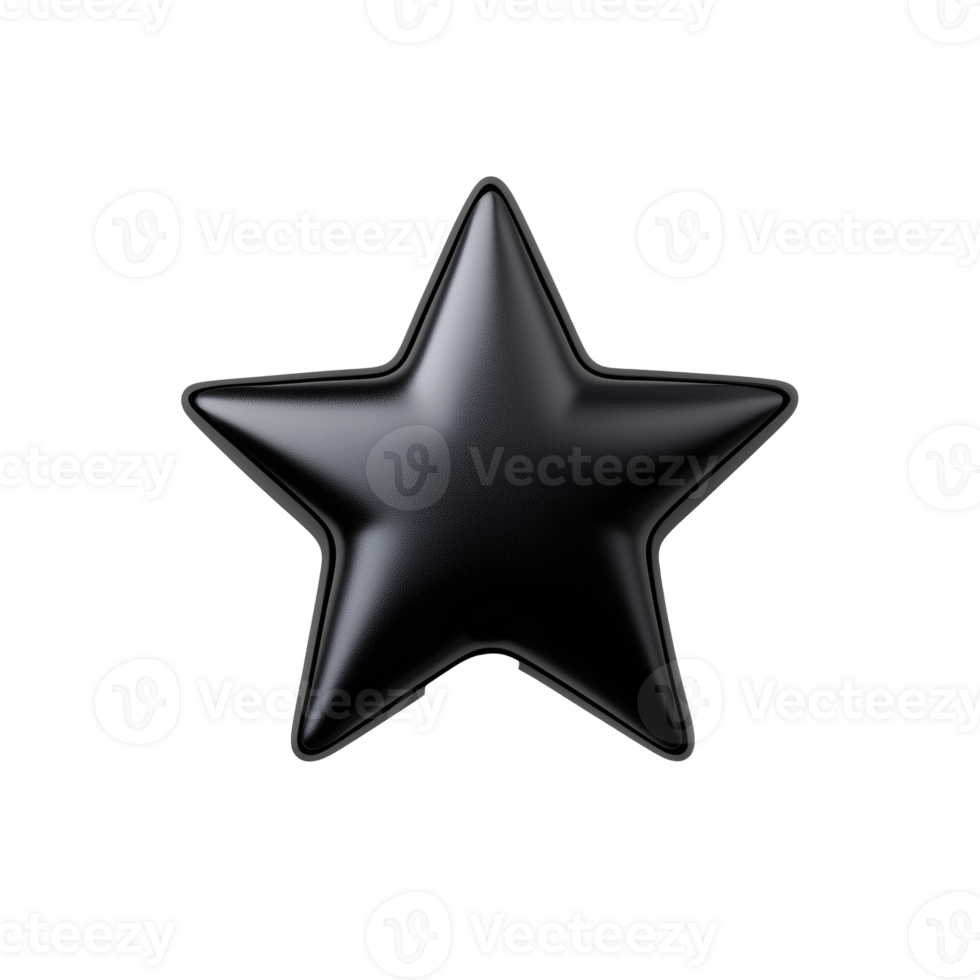 Matte black star icon on transparent background png