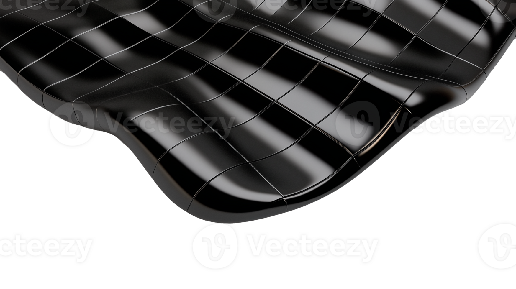 Black glossy checkered fabric folded neatly on transparent background png