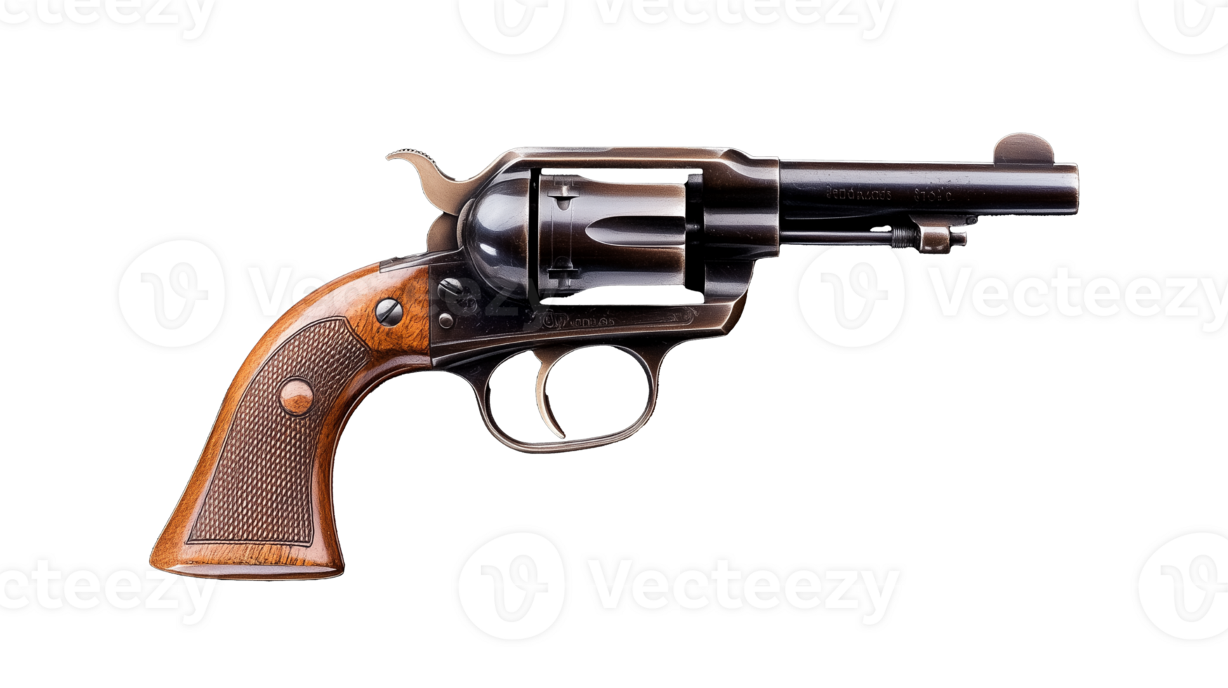 Antique western revolver with mixed grip on transparent background png