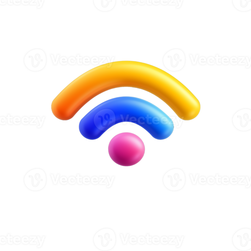 3D Wi-Fi symbol in vibrant colors on transparent background png