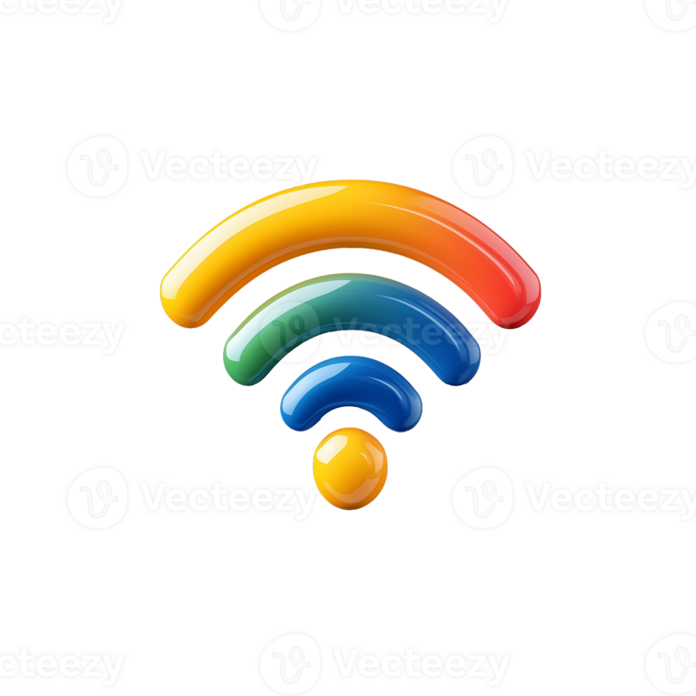 Colorful 3D Wi-Fi icon with gradient colors on transparent background png