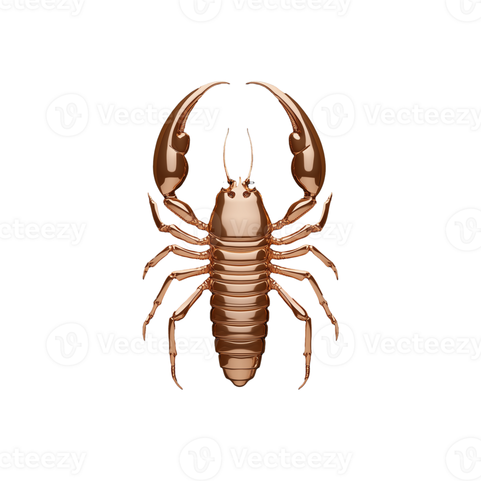 Brown desert scorpion with segmented body on transparent background png