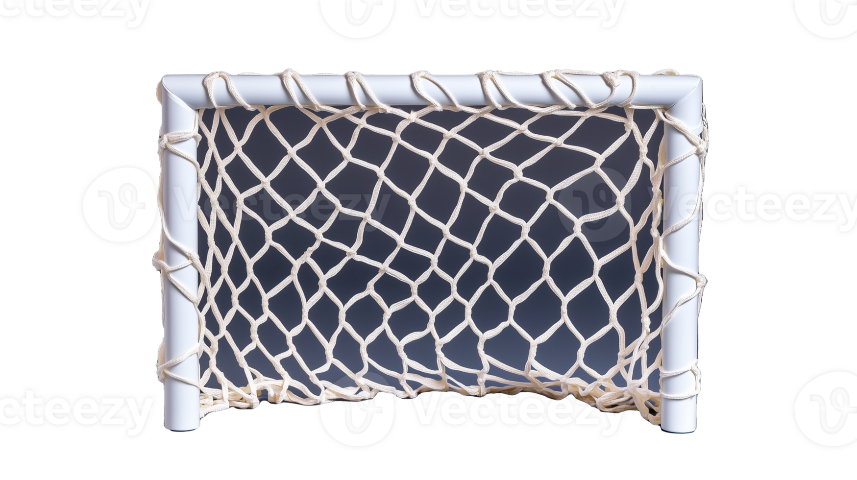 Soccer goal net with white frame isolated on transparent background png