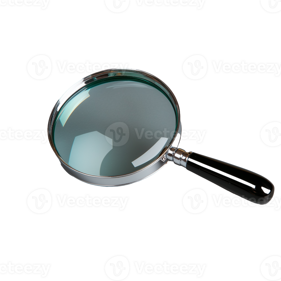 Classic magnifying glass with black handle on transparent background png