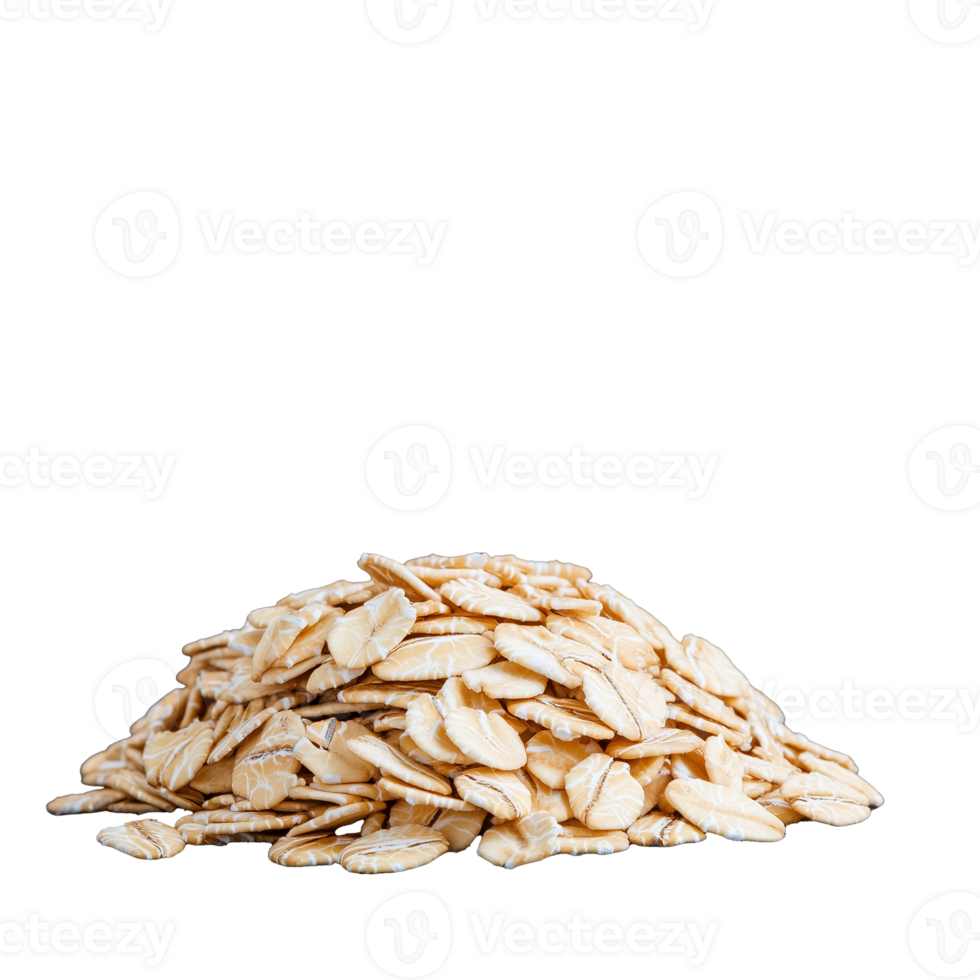 Pile of raw oats scattered naturally on transparent background png