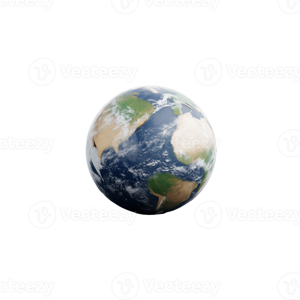 Realistic view of Earth globe showing Africa and Europe on transparent background png