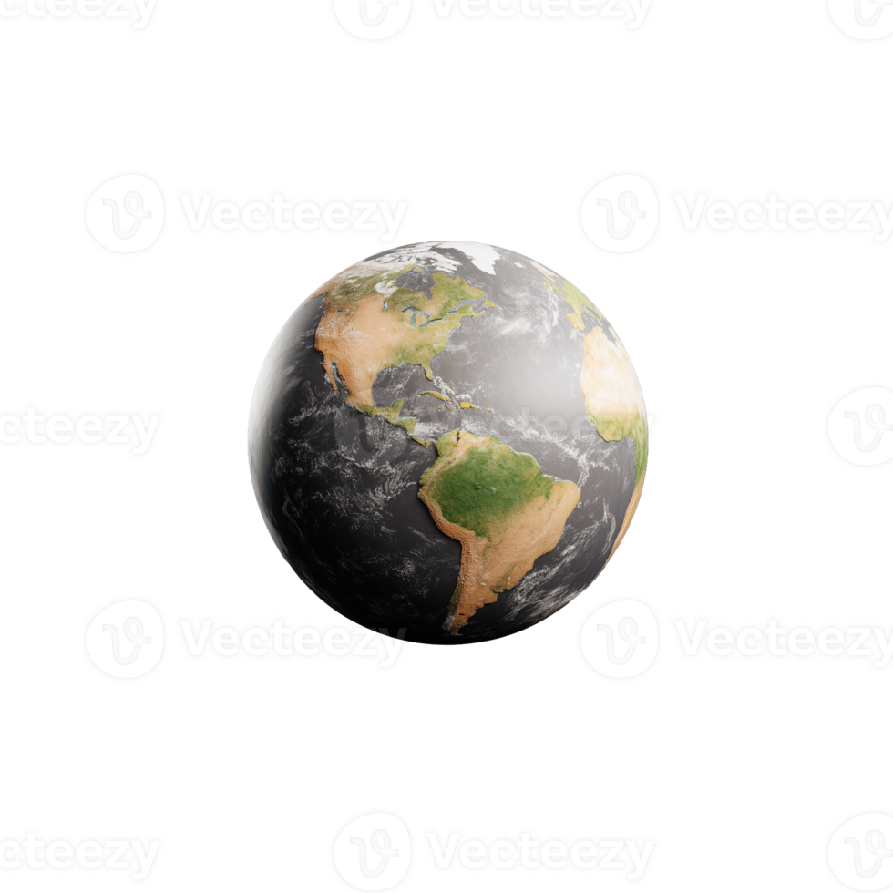 View of planet Earth showing the Americas on transparent background png
