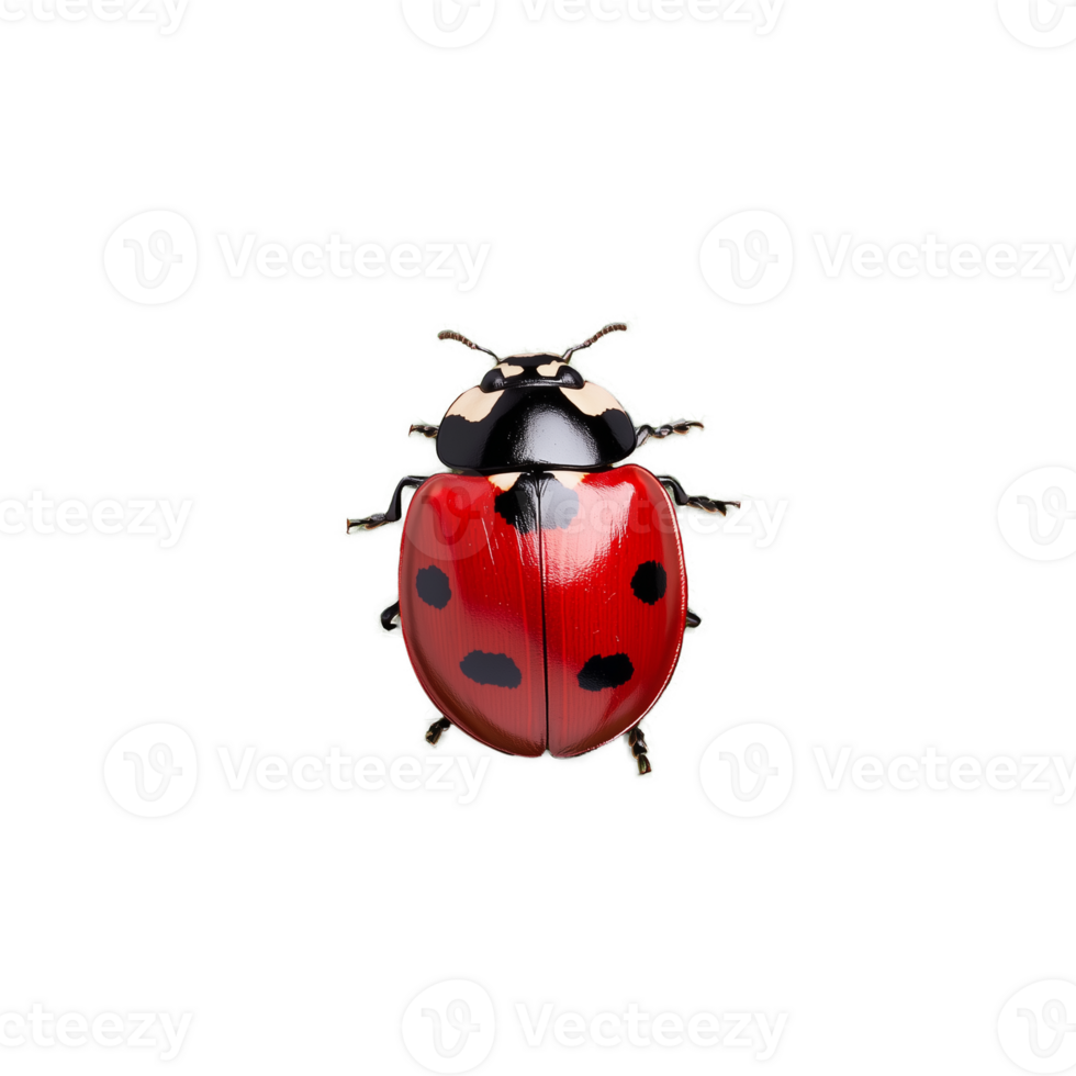 Red ladybug with black spots isolated on transparent background png