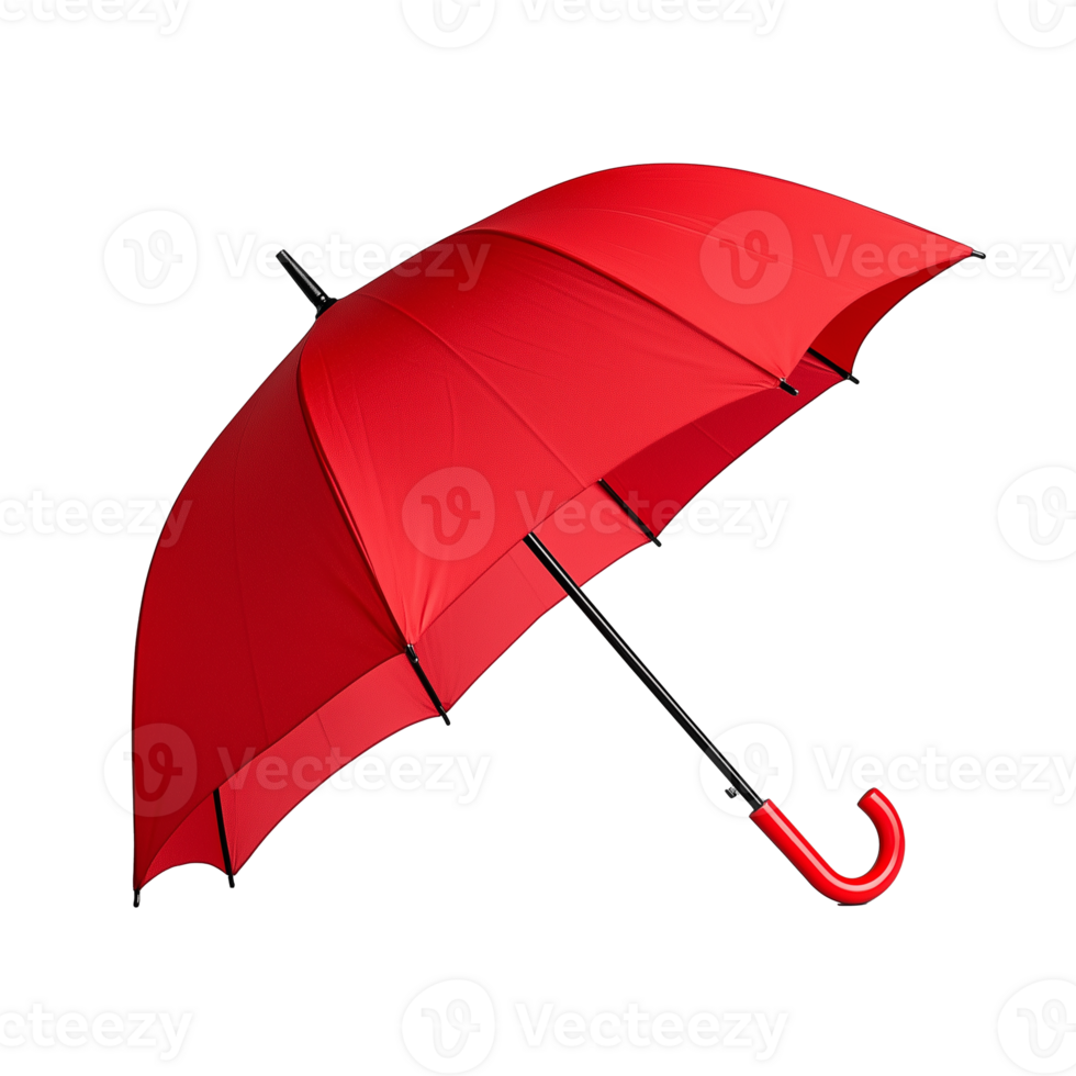 Red umbrella open and angled slightly to the side isolated on transparent background png