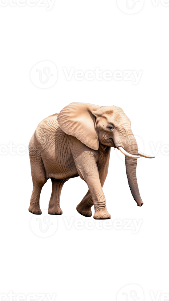 Side view of a young African elephant isolated on transparent background png