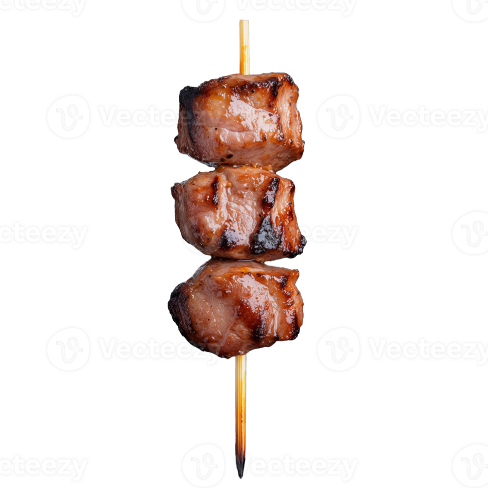 Beef skewer with grilled pieces isolated on transparent background png
