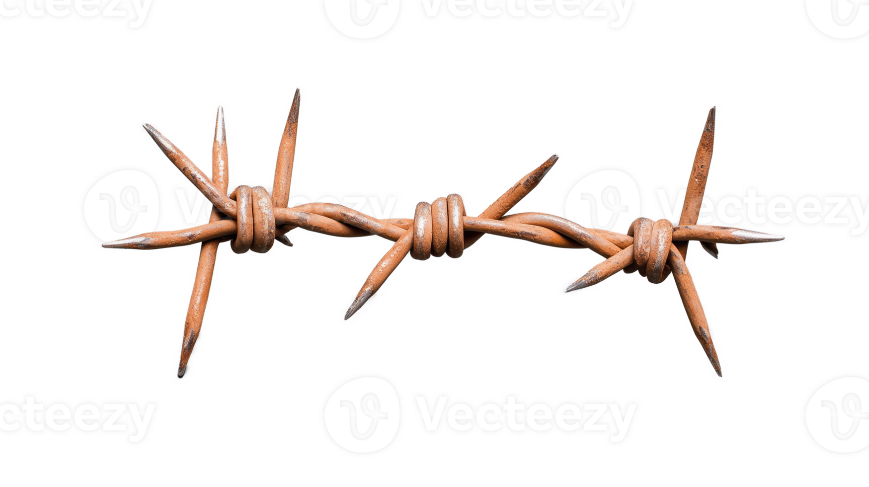 Rusty barbed wire section isolated on transparent background png