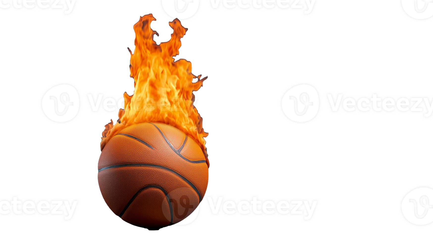 Basketball with intense flame burst png