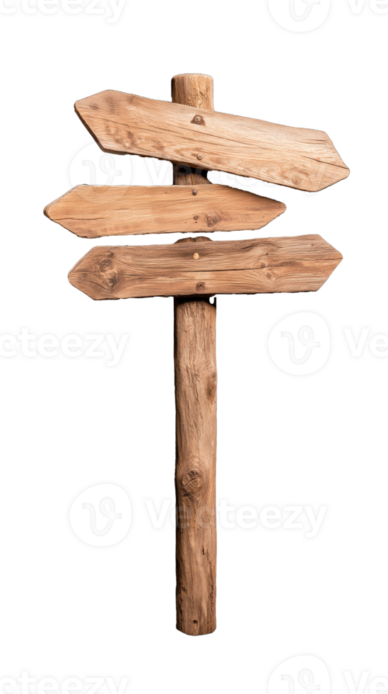 Wooden directional sign with multiple arrows png