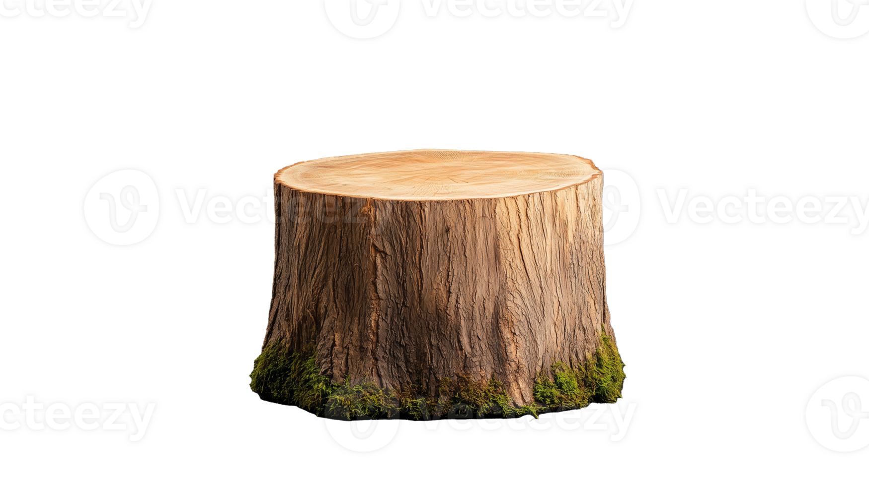 Tree stump with green moss png