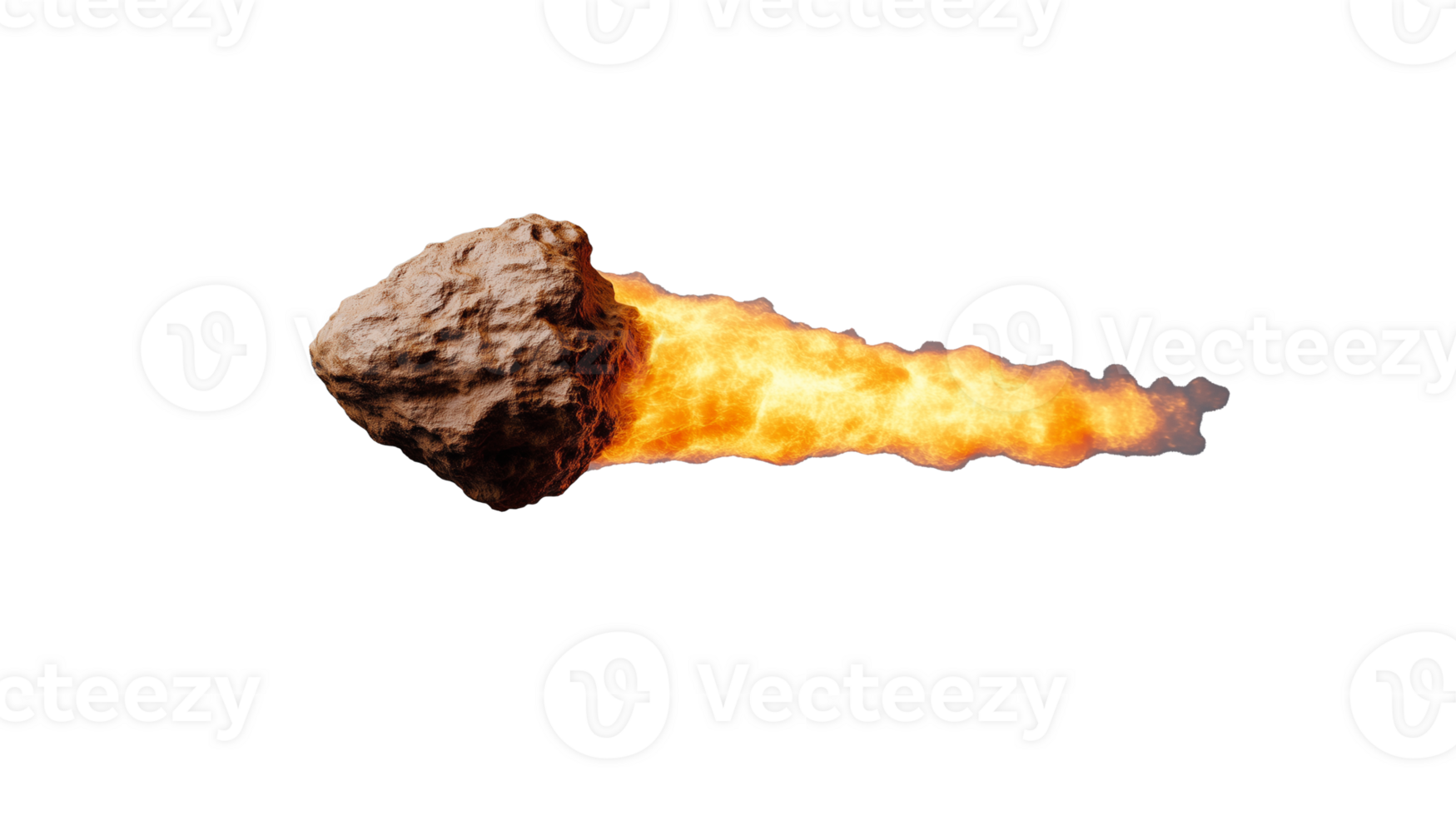 Small meteor with flames, transparent background png