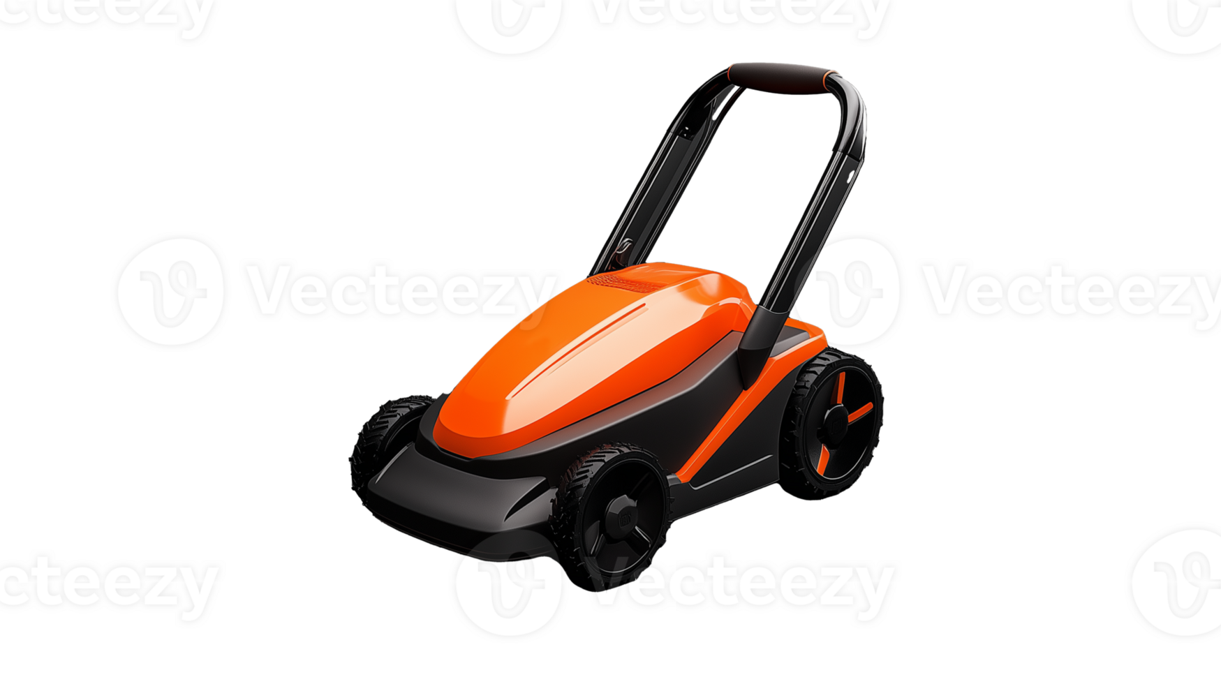 Orange and black lawn mower, transparent background png
