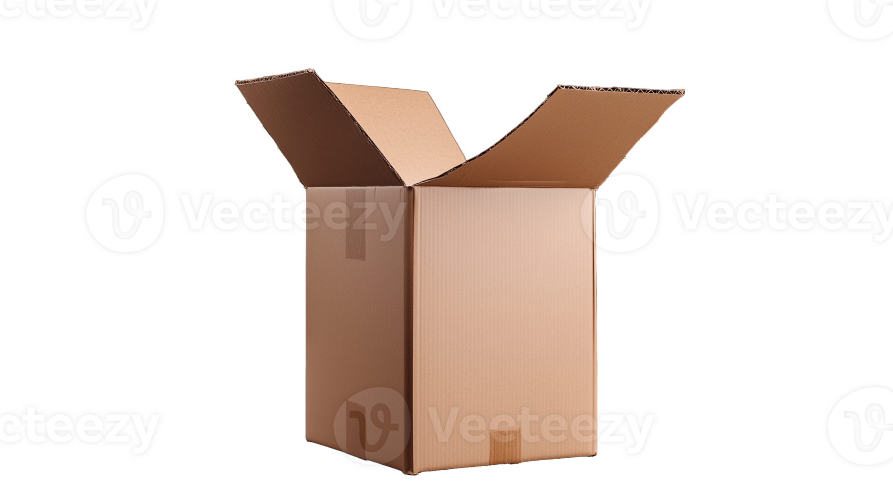 Empty brown box isolated, transparent background png