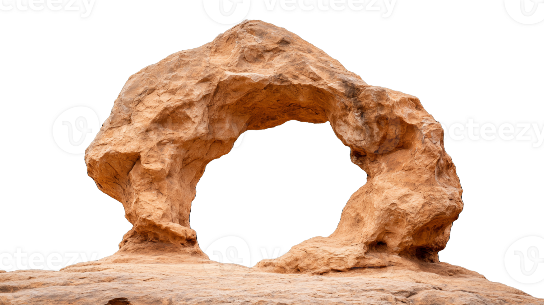Natural rock arch in desert, transparent background png
