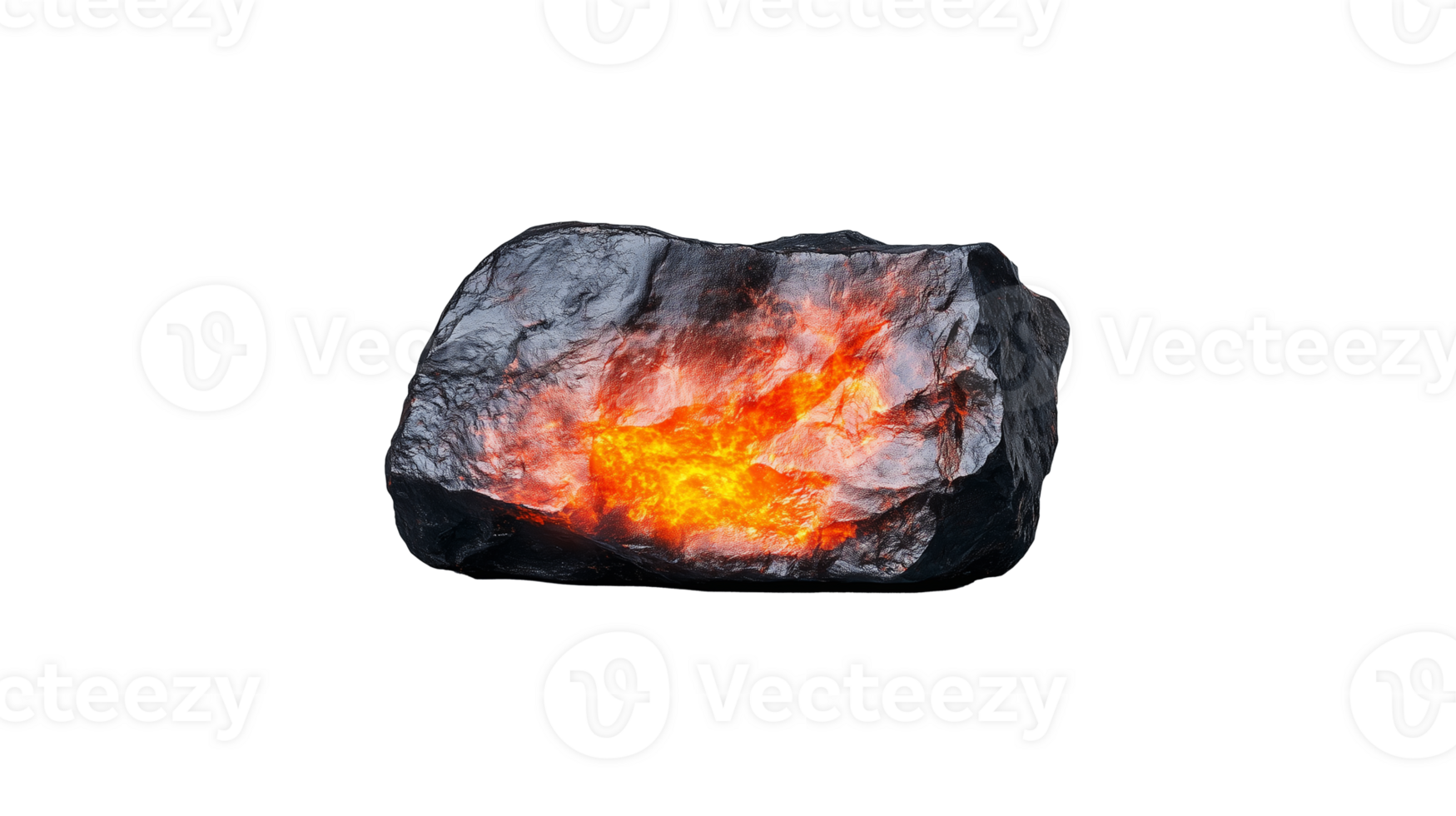 Molten rock with lava, transparent background png