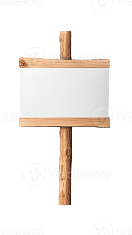 Wooden blank sign with post, transparent background png
