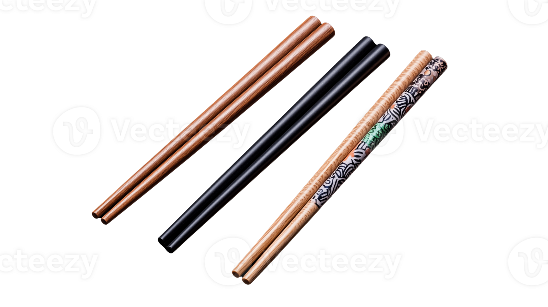 Set of metal chopsticks, transparent background png