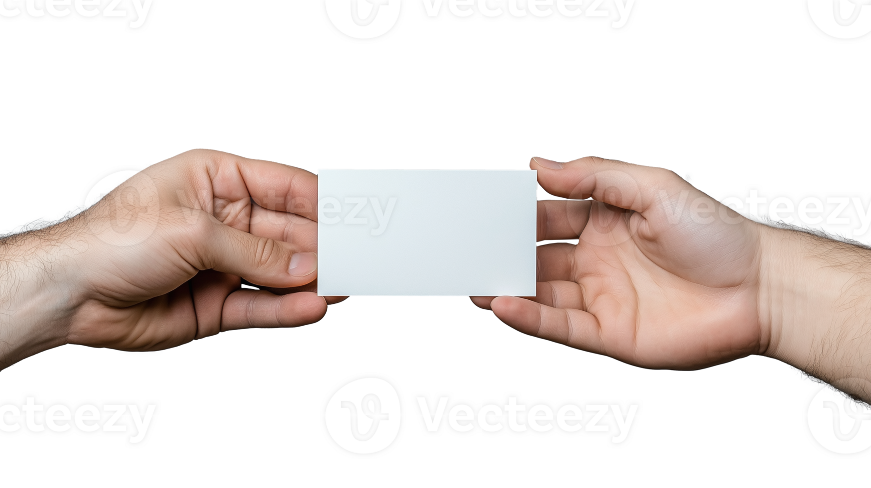 Two hands exchanging business card, transparent background png