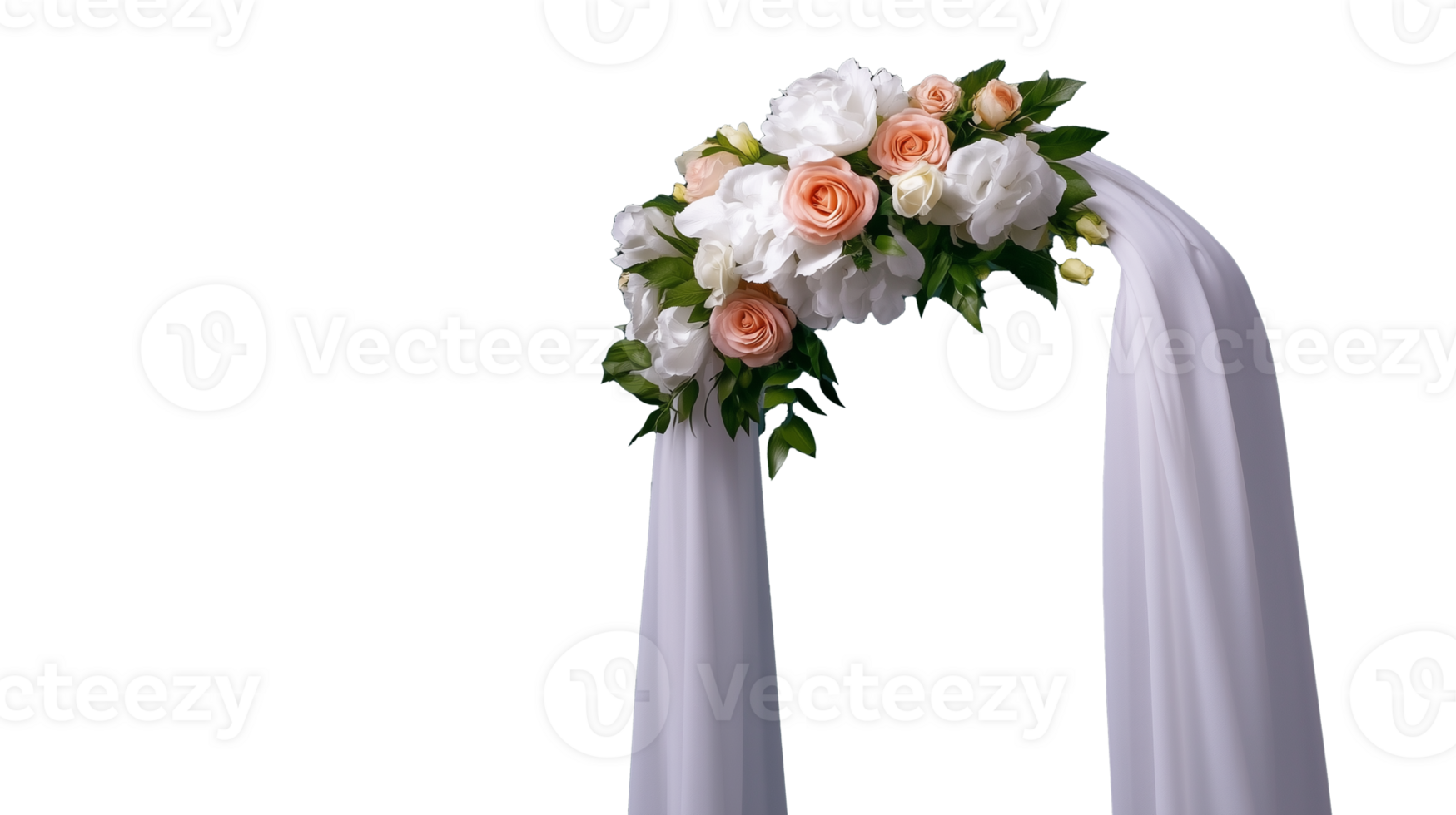 Wedding arch with floral decor, transparent background png