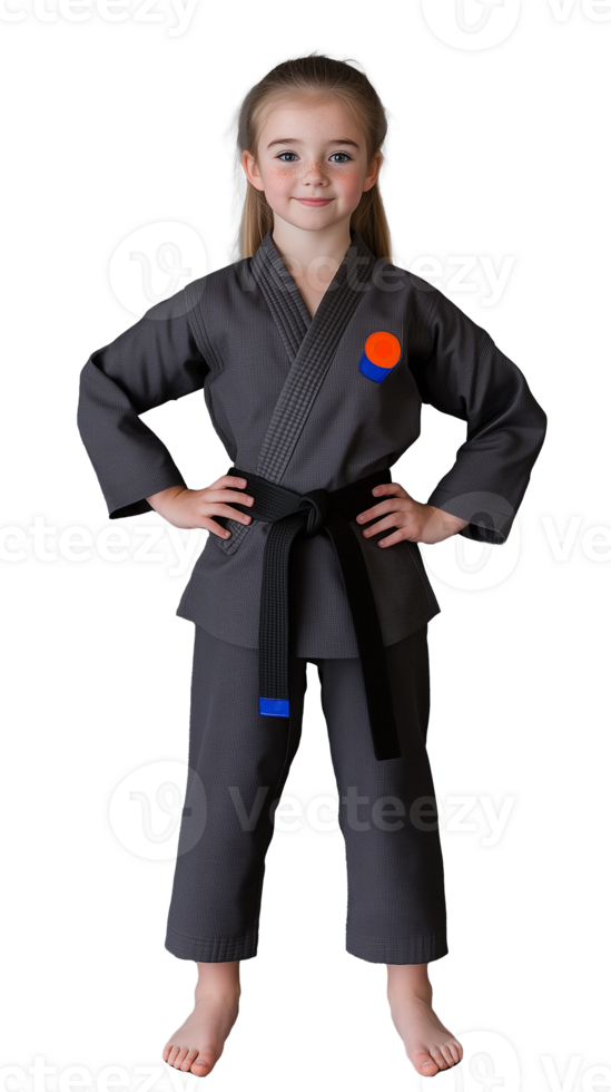 Girl in martial arts uniform, transparent background png
