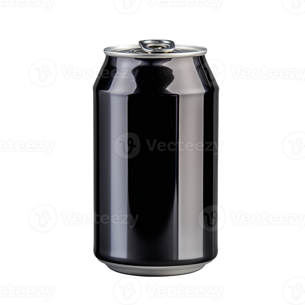 Shiny black soda can isolated on transparent background png
