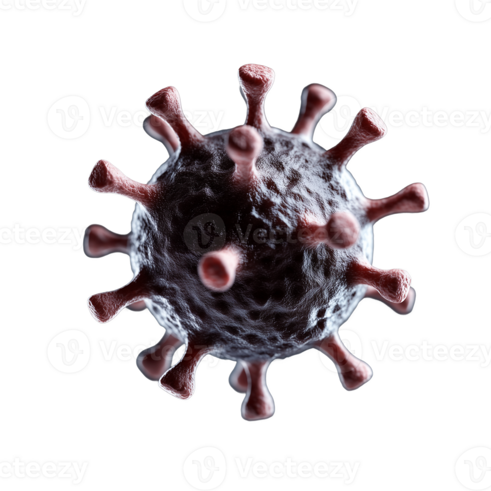 3D render of virus cell with spikes on transparent background png