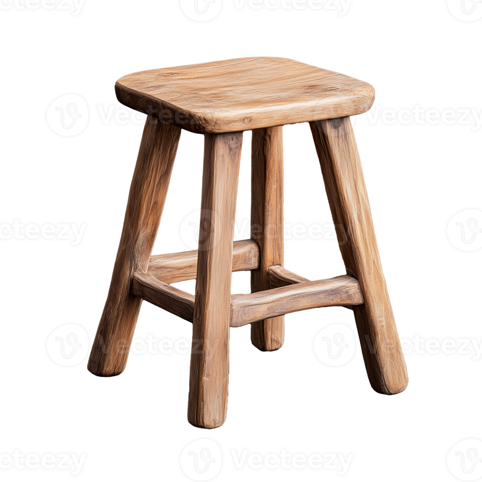 Simple wooden stool on transparent background png