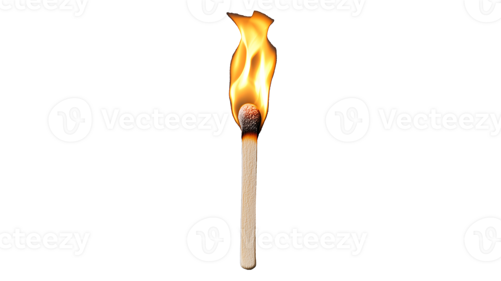 Burning matchstick with flame on transparent background png