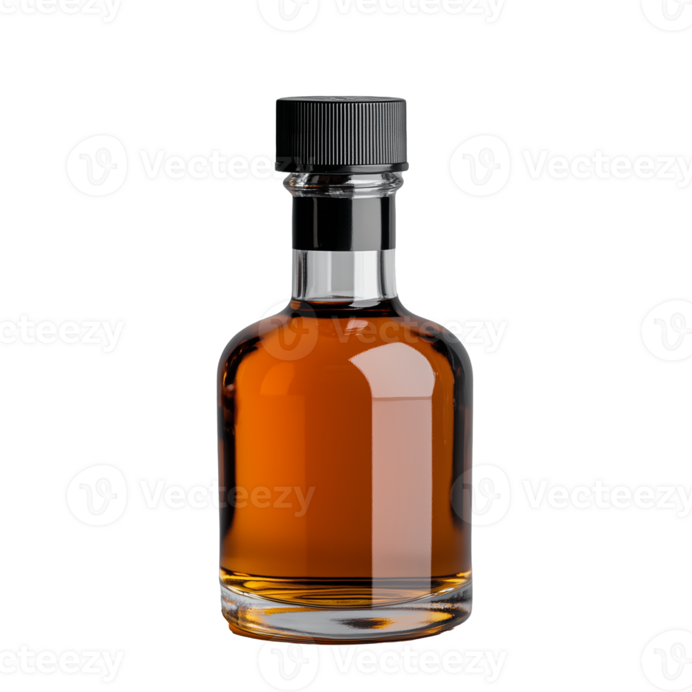 Amber-colored glass bottle on transparent background png