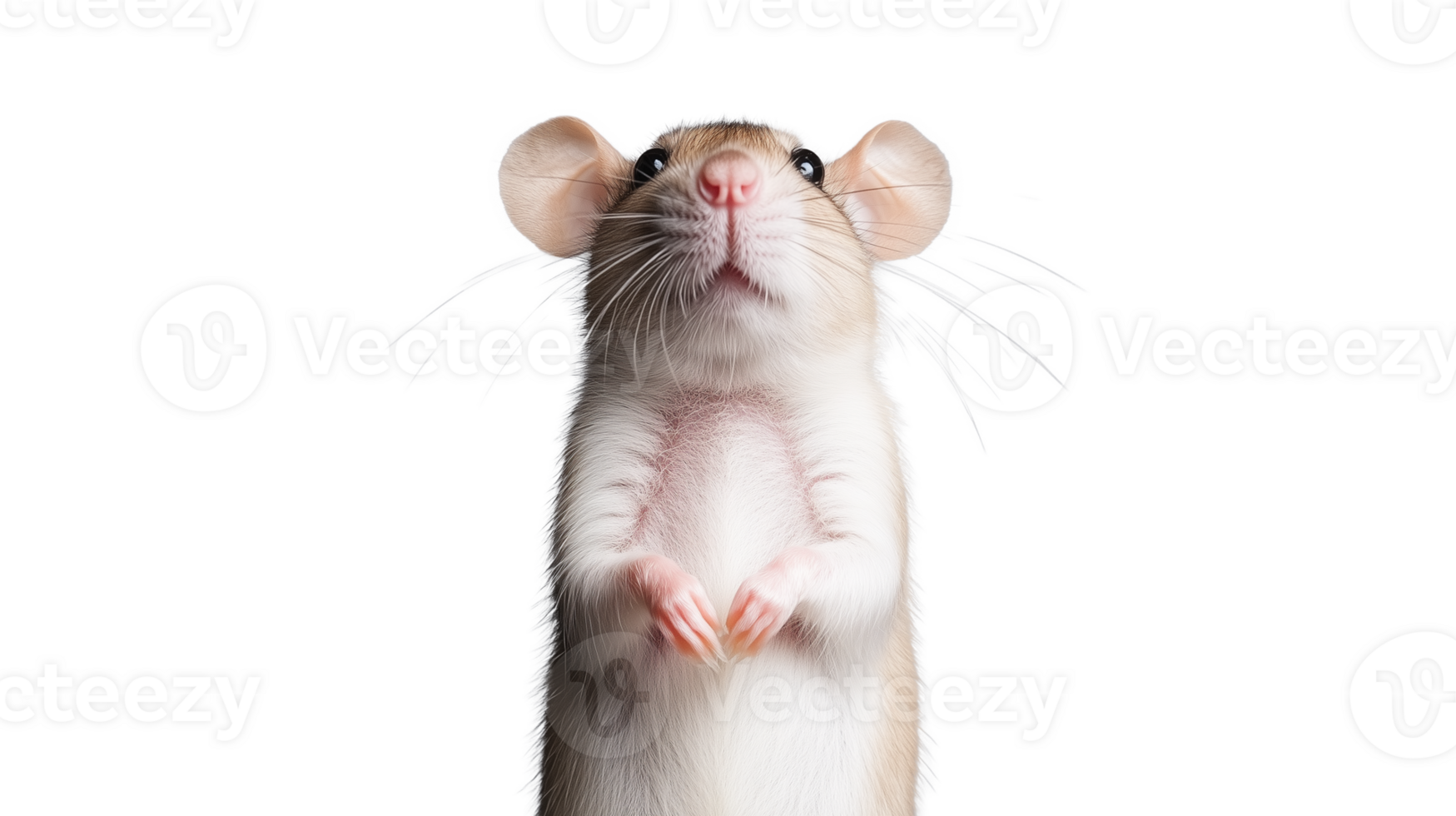 Mouse standing upright with curious look on transparent background png