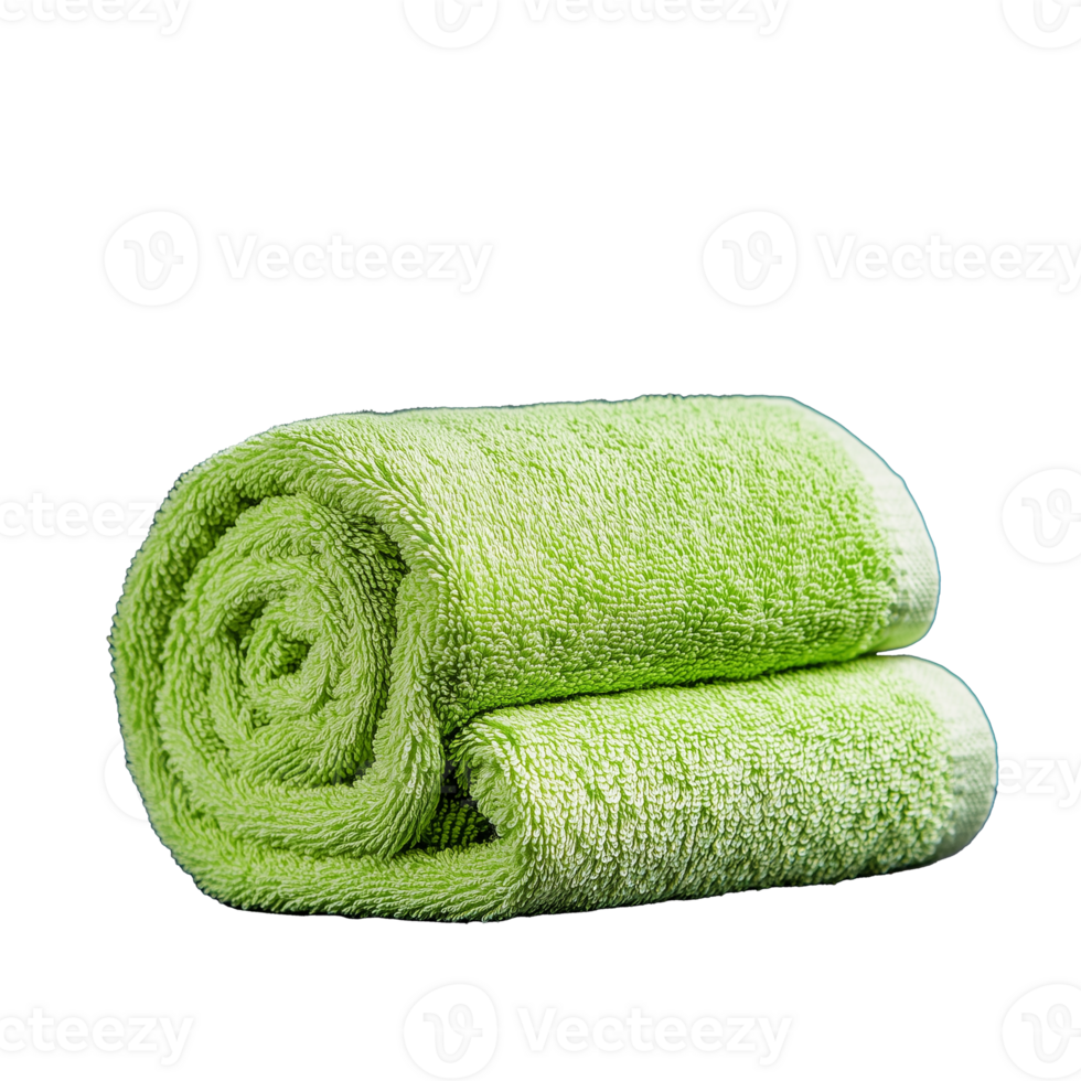 Rolled green towel on transparent background png