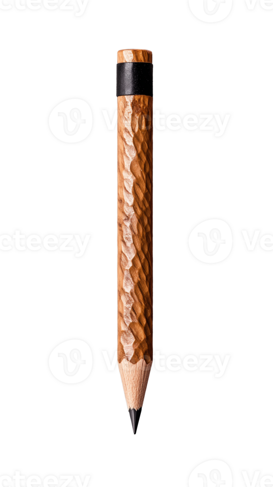 Short wooden pencil with eraser on transparent background png