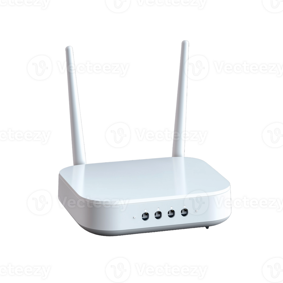 Wireless router with dual antennas on transparent background png