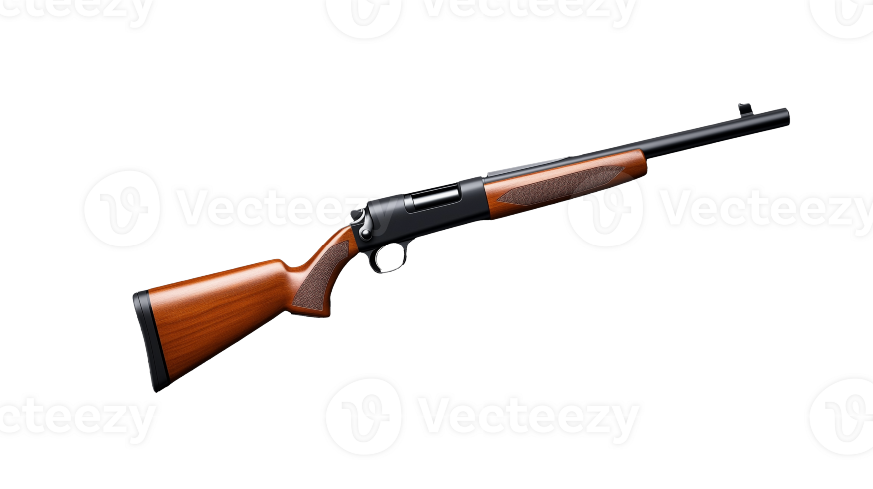 Wooden stock hunting rifle on transparent background png