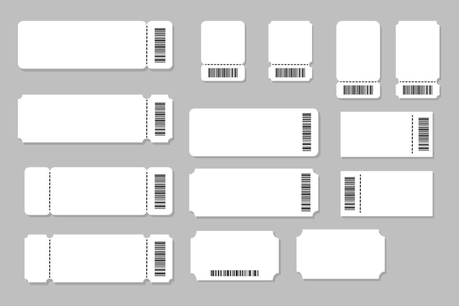 Set of ticket templates. Concert ticket, coupon, movie ticket graphics vector