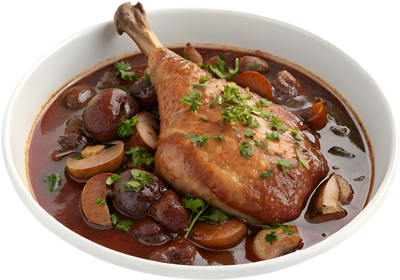 Mouthwatering Coq au Vin Clipart with Mushrooms and Bacon. . png