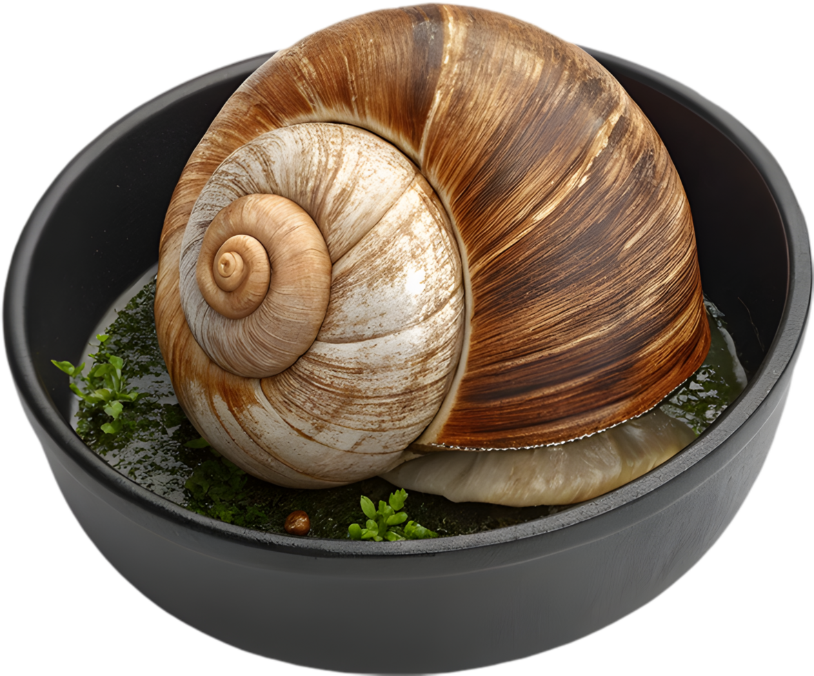 Escargot Delight with Herb-Infused Garlic Butter Sauce. . png