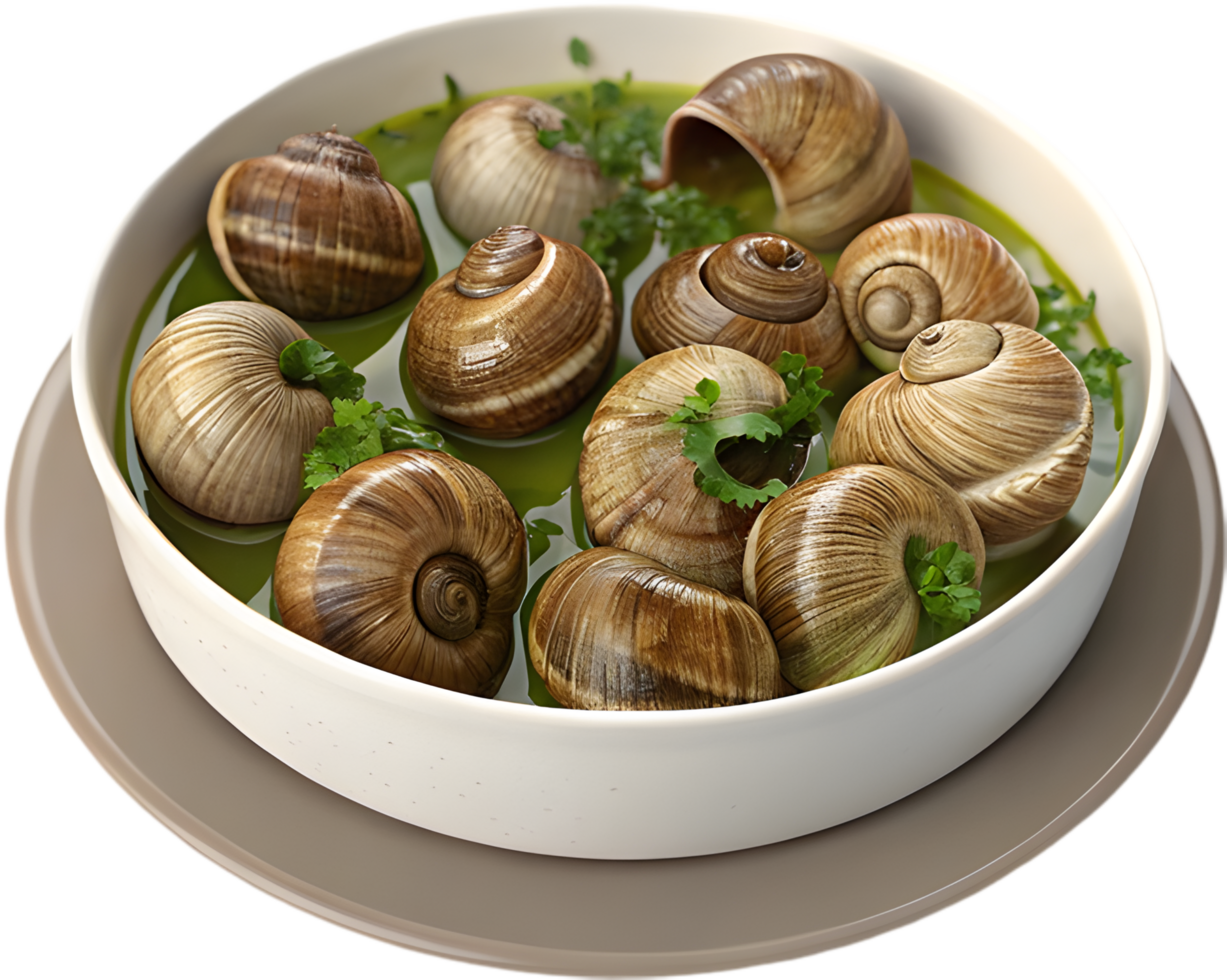 Savory Escargot Dish with Flavorful Herb Butter Sauce. . png