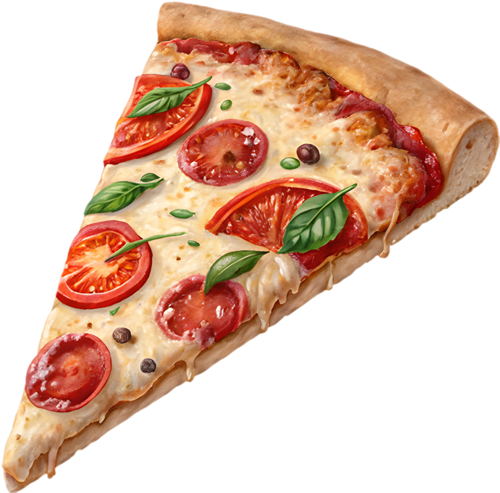 Handcrafted Cheese Pizza Clipart with Realistic Texture, . png