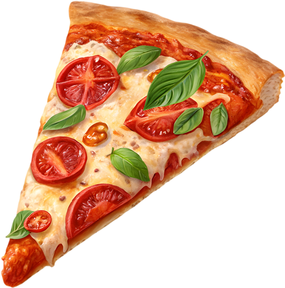 Perfect Pizza Slice with Melted Cheese, . png