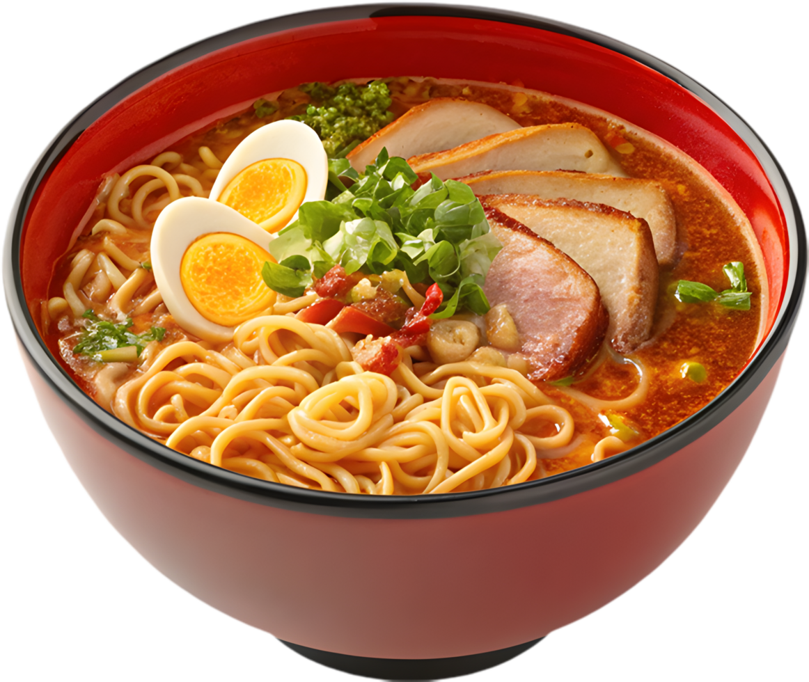 Tasty Ramen Clipart Topped with Fresh Ingredients. . png