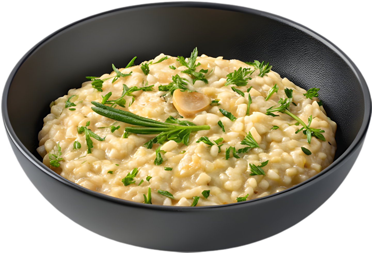 Flavorful Creamy Risotto Clipart with Herbs and Spices. . png
